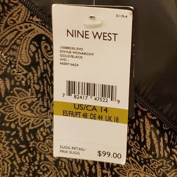 Nine West Fit and Flare Cocktail Dress (Semi-formal), Black & Gold, Size 14 - Picture 9 of 11